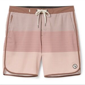 Vuori Cruise Boardshort Mens Size 38 Clove Wave Stripe Swim Trunks